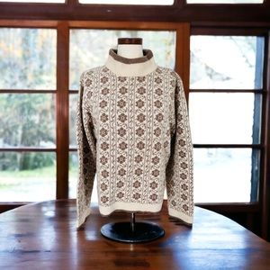 Vintage EMS Eastern Mountain Sports Wool Sweater Mock Neck Floral Women Large